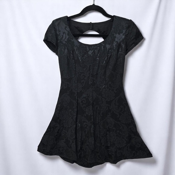 Vintage Steppin Out Fit &‎ Flare Dress Woman 3 Paisley Print Short Sleeve Black - Picture 1 of 11
